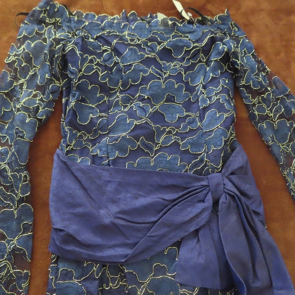 vintage rare pol' atteu blue/purple silk evening dress sz 5/6 NWT - Picture 2 of 7